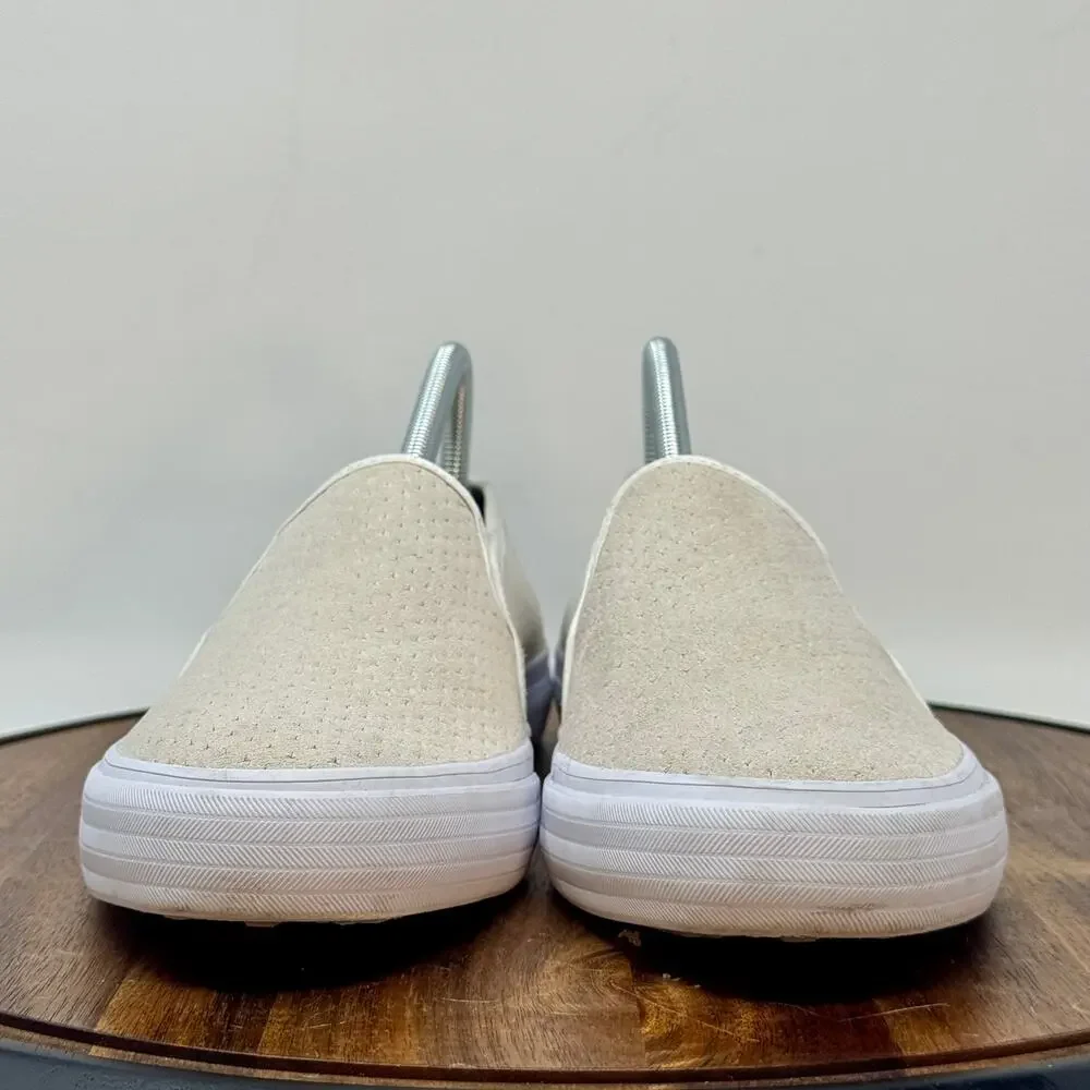 KEDS Double Decker Perforated Slip On Sneakers Off White Casual Shoes Women's 10